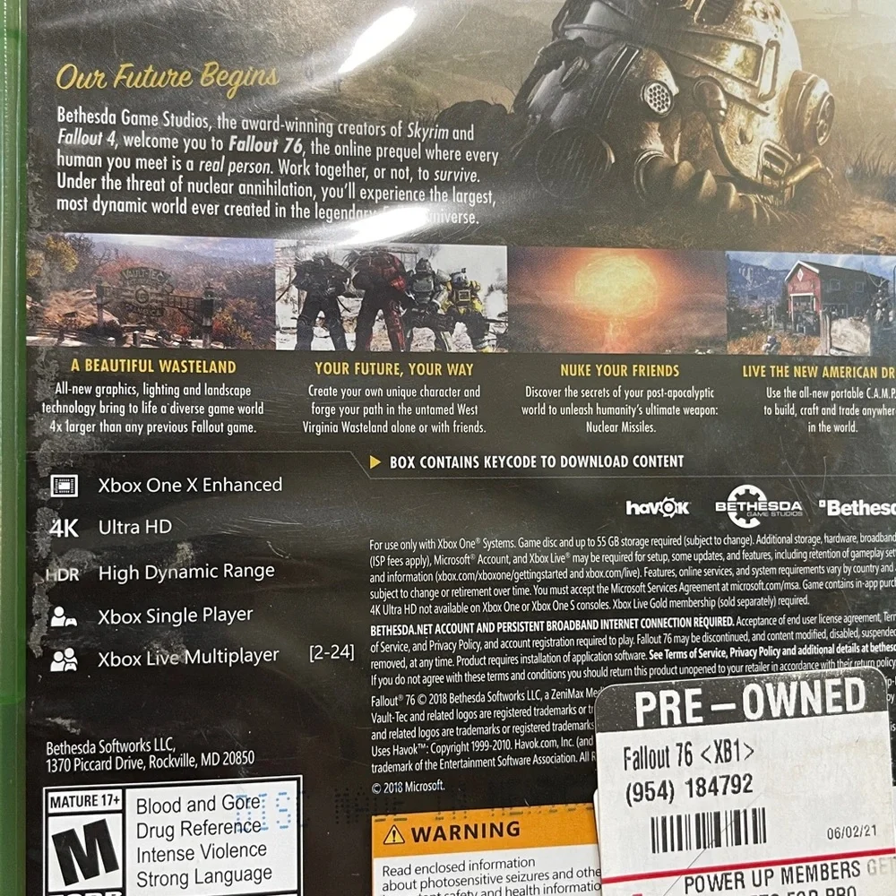 Fallout 76 ‎ Video Game- Microsoft Xbox One